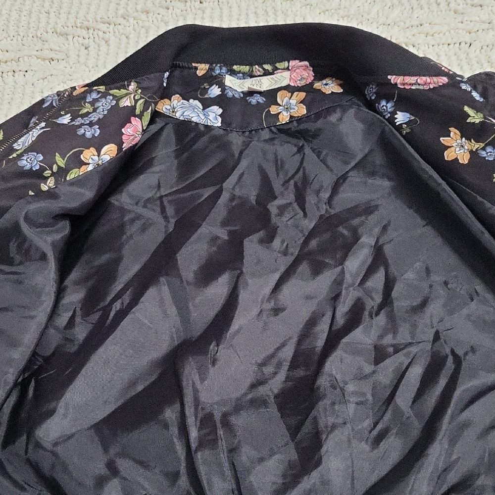 Pink Rose Black Floral Bomber Jacket - Picture 5 of 5